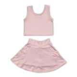 Sleeveless top skirt kids girls active wear set