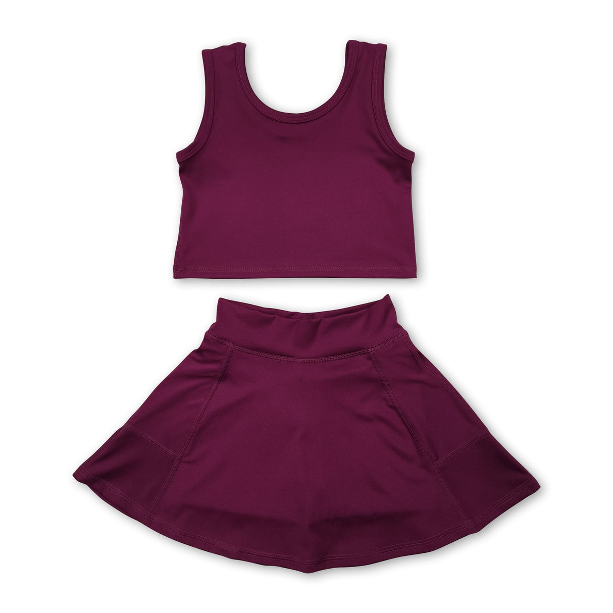 Brown sleeveless top skirt kids girls active wear set