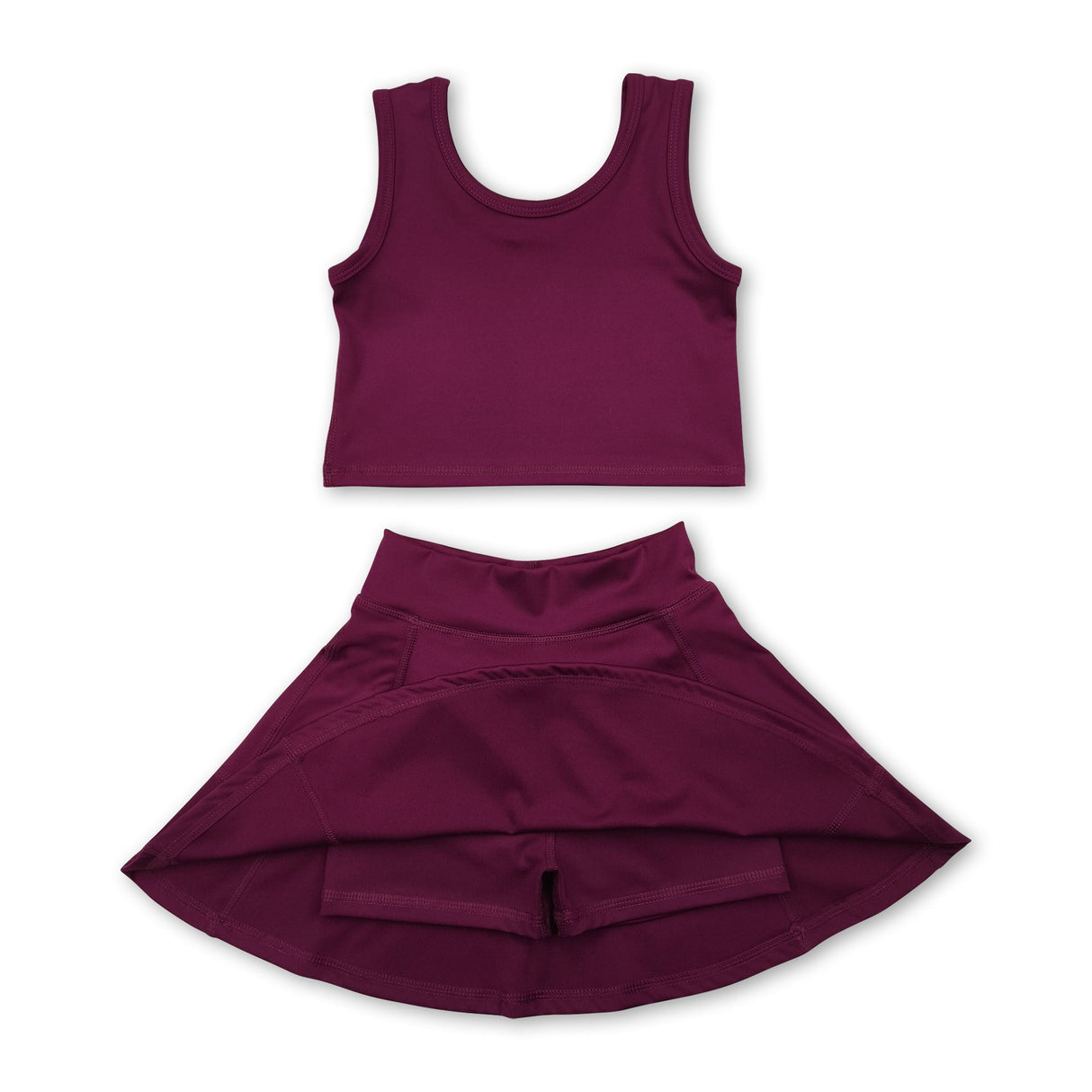 Brown sleeveless top skirt kids girls active wear set