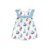 Light blue ruffle boat baby girls summer dresses