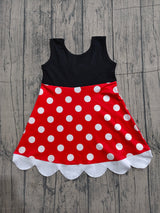 Sleeveless polka dots mouse kids girls scallop dress