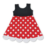 Sleeveless polka dots mouse kids girls scallop dress