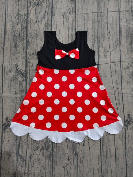 Sleeveless polka dots mouse kids girls scallop dress