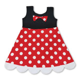 Sleeveless polka dots mouse kids girls scallop dress
