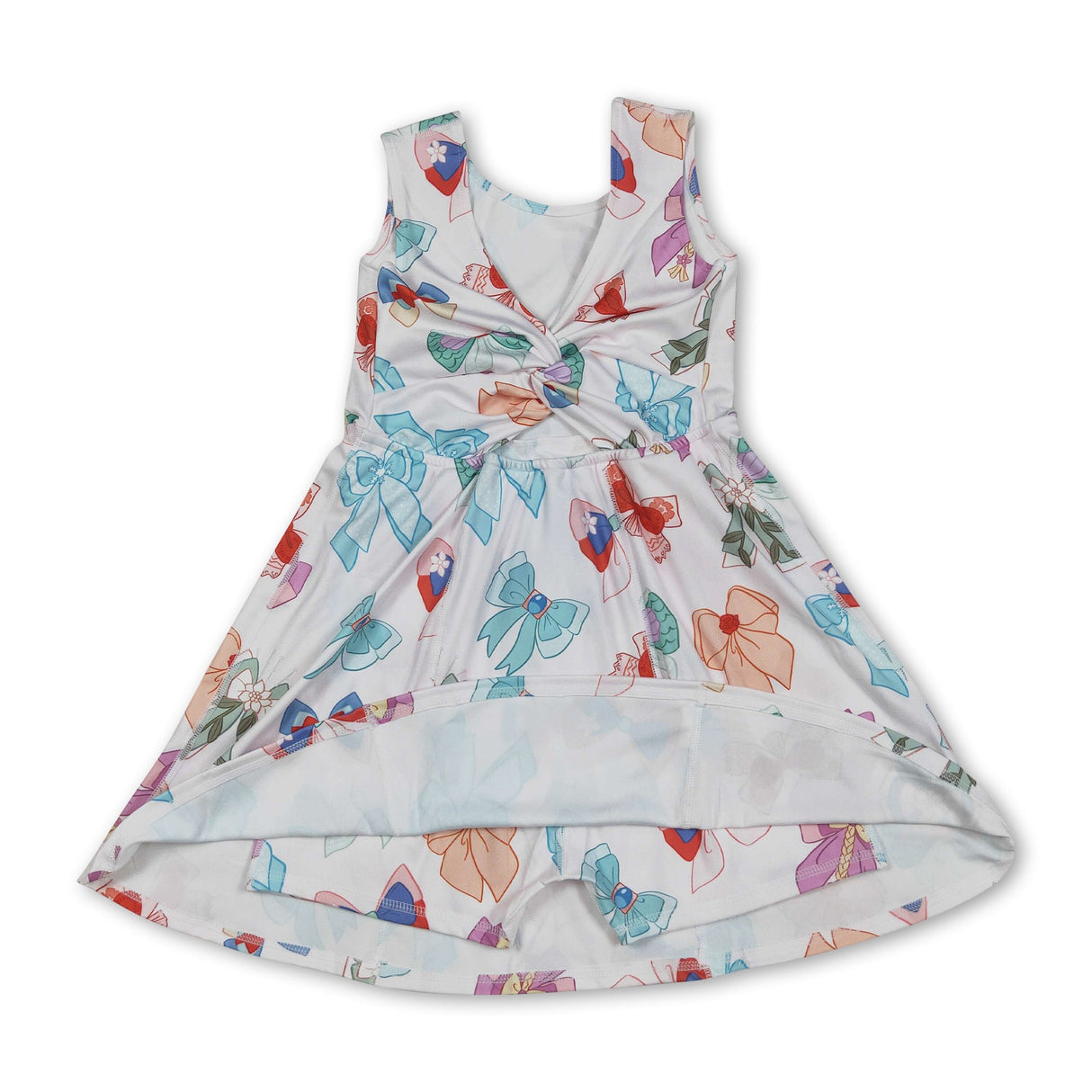 Sleeveless princess bow kids girls active wear dress