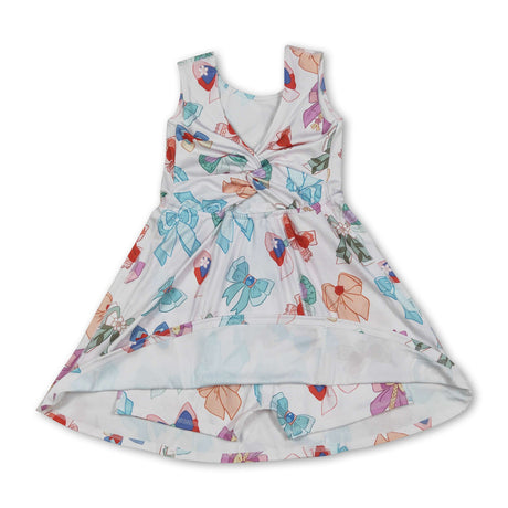 Sleeveless princess bow kids girls active wear dress