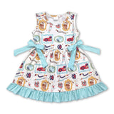 Sleeveless cars cakes floral kids girls dresses