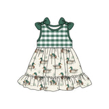 Green plaid sleeveless duck hunting kids girls dresses