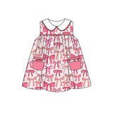 Sleeveless pink bow pocket baby girls dresses