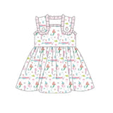 Sleeveless plaid ruffle fish princess kids girls summer dress