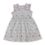 Sleeveless plaid ruffle fish princess kids girls summer dress