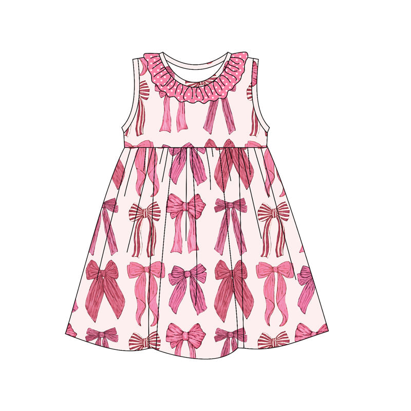 Polka dots ruffle sleeveless bow baby girls dresses