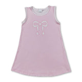 Sleeveless pink plaid bow baby girls summer dresses