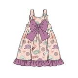 Straps bow hat boots ruffle western kids girls dresses