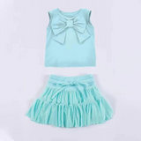 sleeveless bow cotton top ruffle skirt kids girls clothes