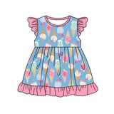 Flutter sleeves ice cream ruffle baby girls summer dresses