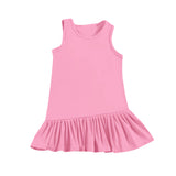 Sleeveless pink ruffle kids girls summer athletic dresses