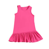 Sleeveless hot pink ruffle kids girls summer athletic dresses