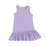 Sleeveless lavender ruffle kids girls summer athletic dress