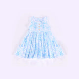 Sleeveless light blue floral pockets baby girls dress