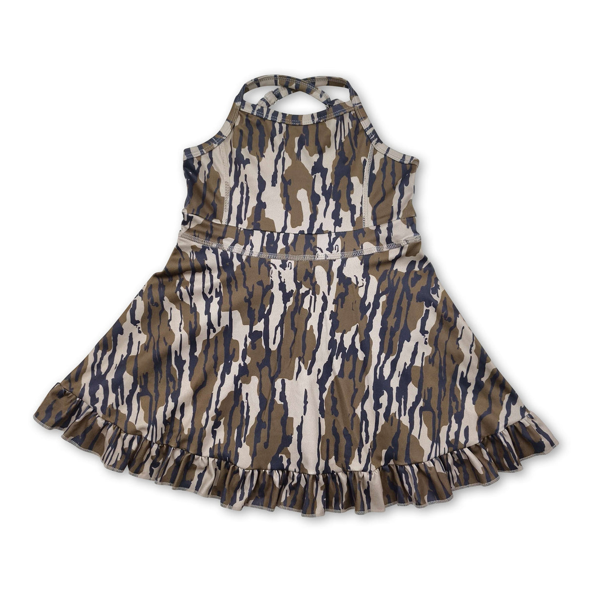 Bottomland camo straps ruffle kids girls athletic dresses