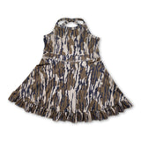 Bottomland camo straps ruffle kids girls athletic dresses