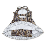 Bottomland camo straps ruffle kids girls athletic dresses