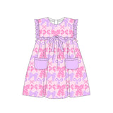 Lavender pockets floral bow baby girls summer dresses