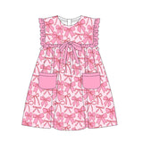 Pink pockets bows baby girls summer dresses