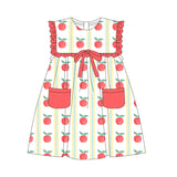 Ruffle stripe apple kids girls back to school dresses
