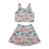 Sleeveless mouse balloon top skirt kids girls active wear set