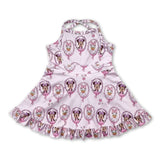 Pink duck mouse ruffle kids girls athletic dresses