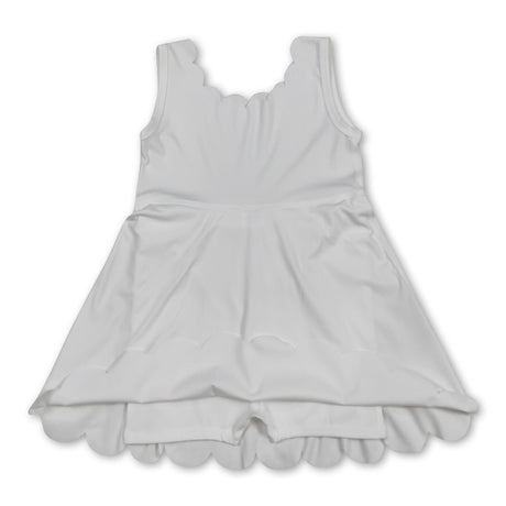 White sleeveless kids girls summer athletic dresses