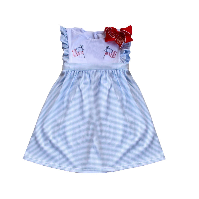 Stripe ruffle flag kids girls 4th of july dresses