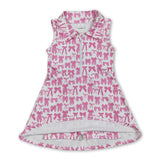 Sleeveless pink bow zip polo girls athletic dresses