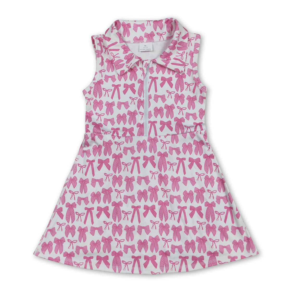 Sleeveless pink bow zip polo girls athletic dresses