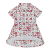 strawberry bow floral zipper kids girls polo athletic dress