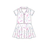 Guitar heart zipper singer girls polo athletic dress