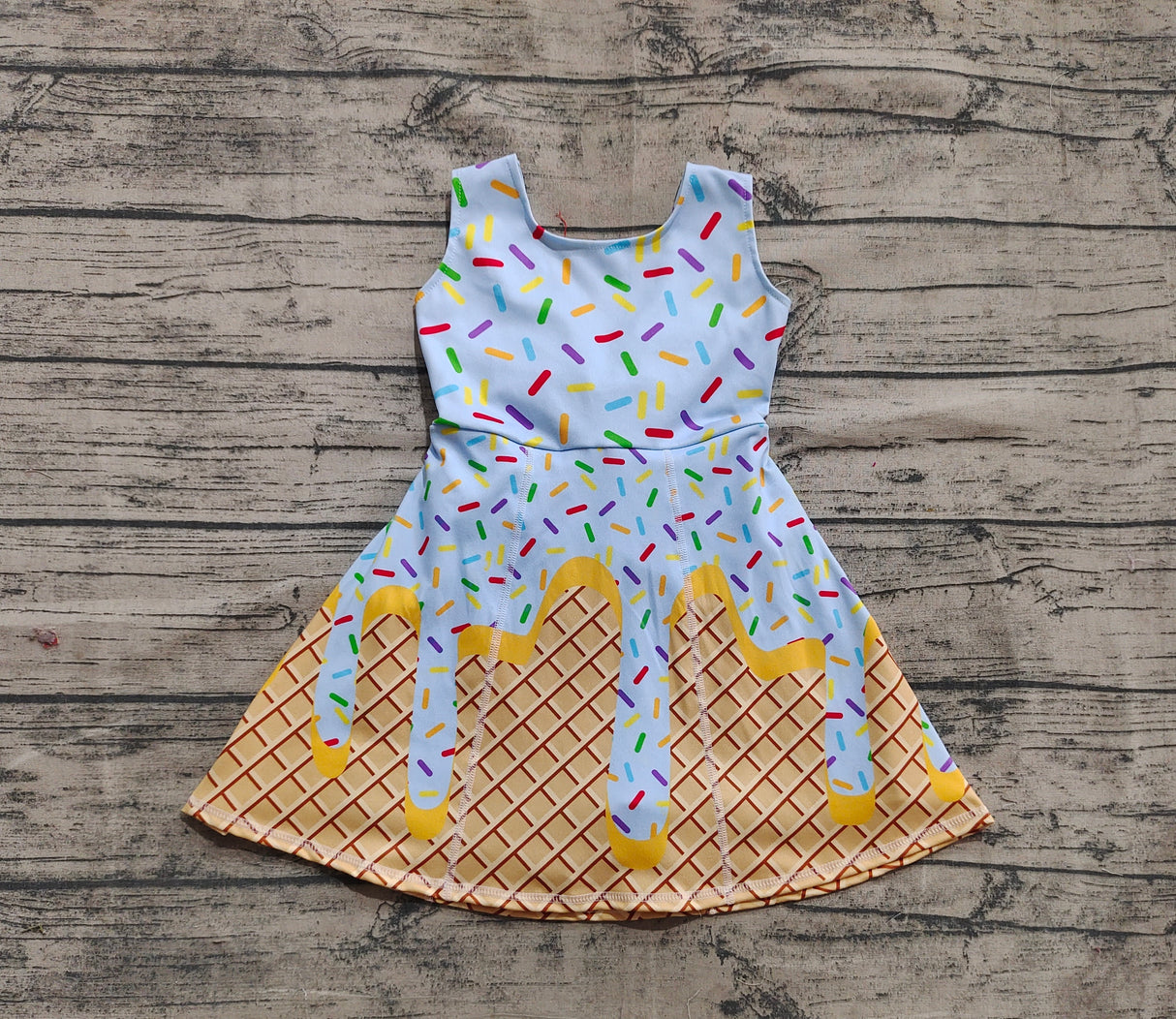Light blue sprinkle ice cream kids girls team athletic dress