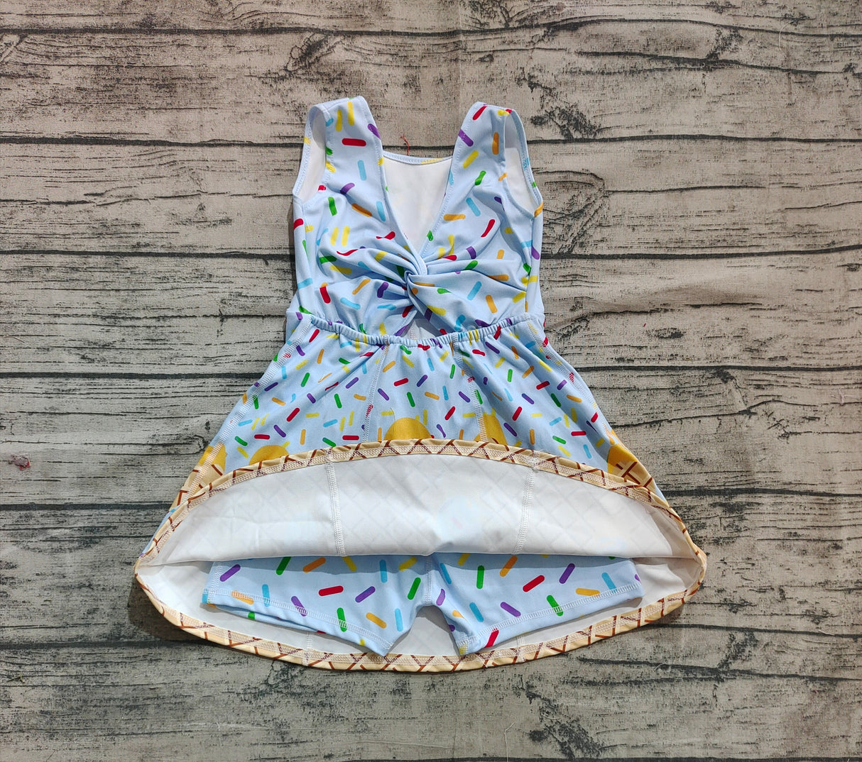 Light blue sprinkle ice cream kids girls team athletic dress