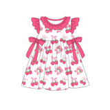 Flutter sleeves pink bow strawberry baby girls dress