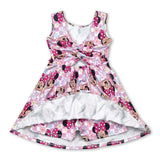 Sleeveless floral mouse kids girls athletic dresses