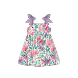Lavender straps floral baby girls summer dresses