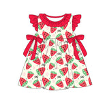 Flutter sleeves watermelon bow baby girls summer dresses