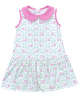 Pink sleeveless golf kids girls summer dresses
