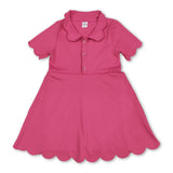 Hot pink short sleeves kids girls polo athletic dresses