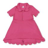 Hot pink short sleeves kids girls polo athletic dresses