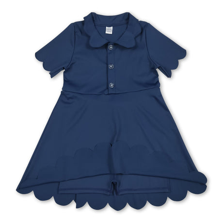 Navy short sleeves kids girls polo athletic dresses