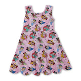 Sleeveless pink princess kids girls summer athletic dress