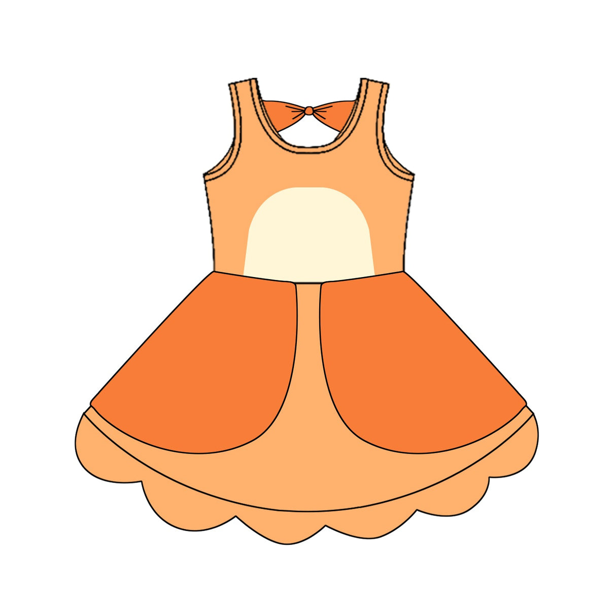 Sleeveless yellow dog bow kids girls summer dress